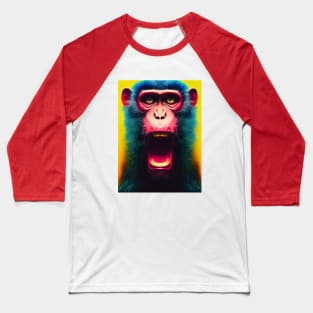 Crazy monkey on yellow background. Baseball T-Shirt